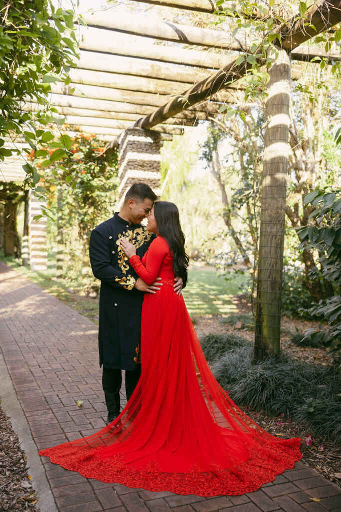 Garden Red Ao Dai Elopement Pictures Destination Wedding Photographer