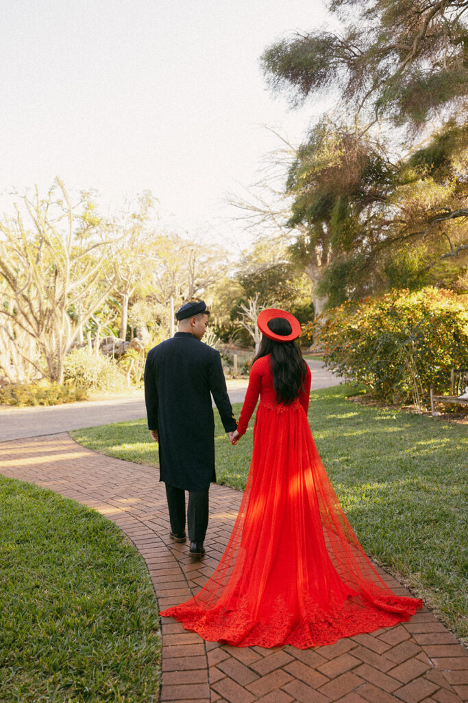 Garden Red Ao Dai Elopement Pictures Destination Wedding Photographer