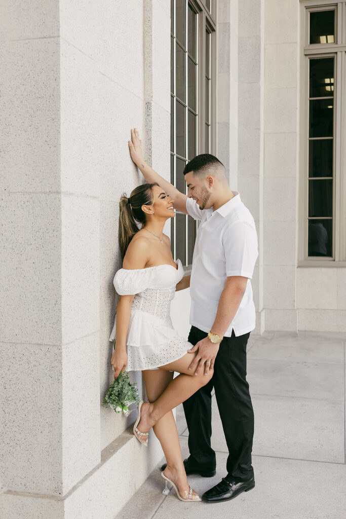 courthouse elopement couple poses 