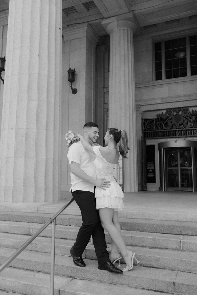 courthouse elopement photography black and white