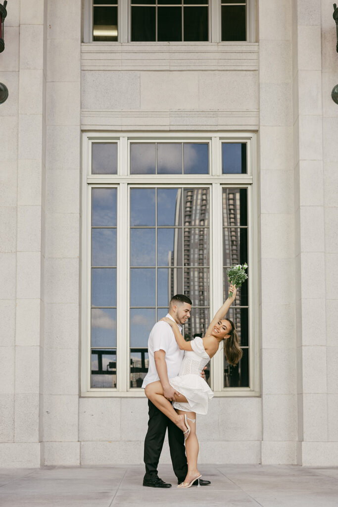 destination courthouse elopement photographer couple poses