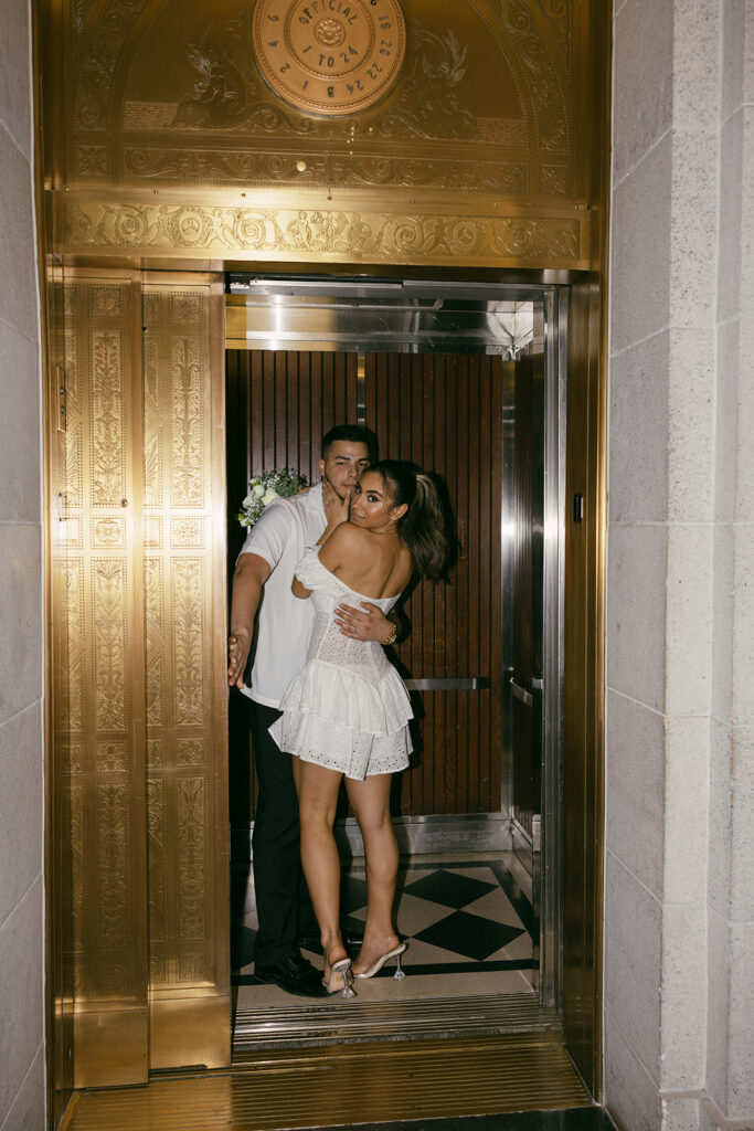 cool vintage elevator courthouse elopement photos