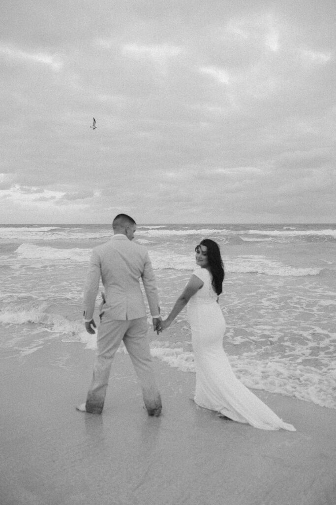 black and white south pointe elopement pictures
beach elopement photographer