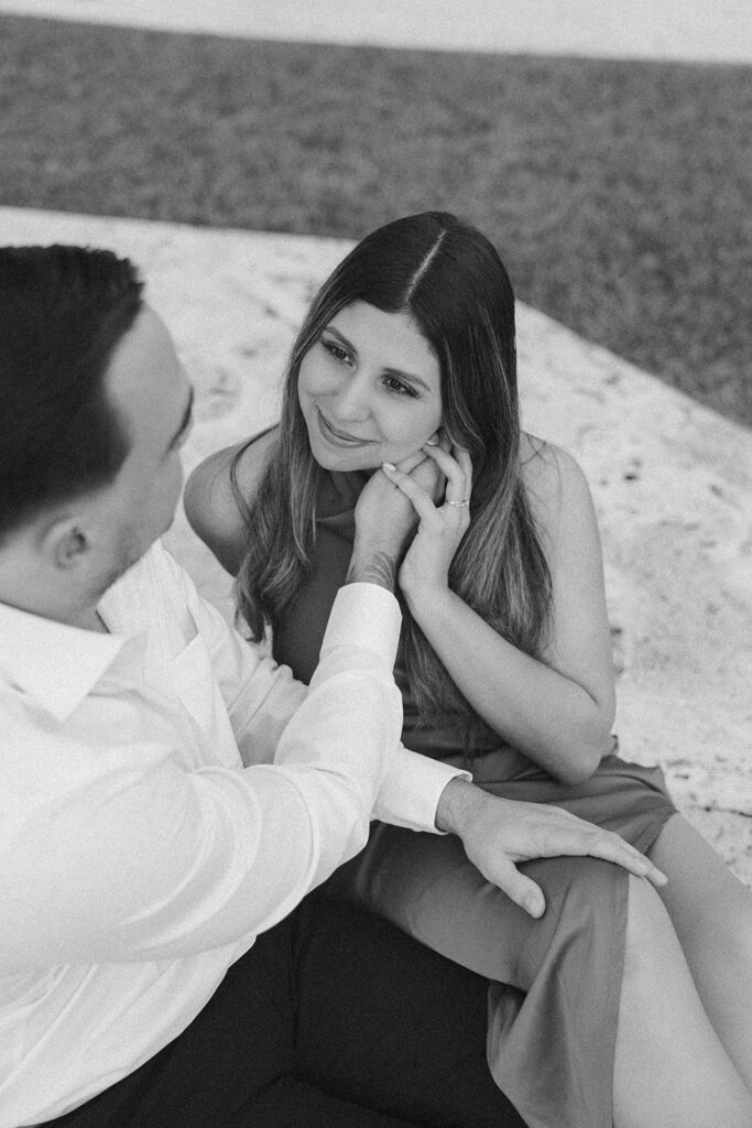 b&w sweet intimate romantic courthouse engagement session couple miami elopement photographer