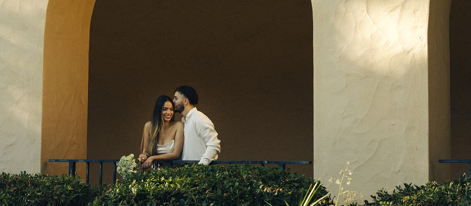 Balboa Park Elopement Photographer California Documentary Wedding Photographer Kissing Couple