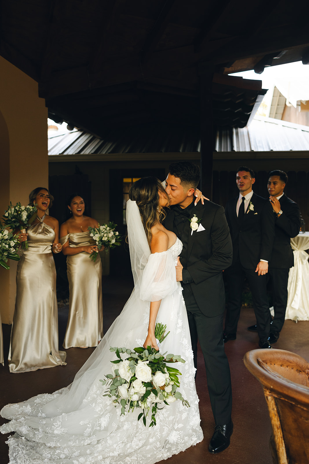 Texas Wedding Photographer Ceremony Moments Kissing Newly Weds