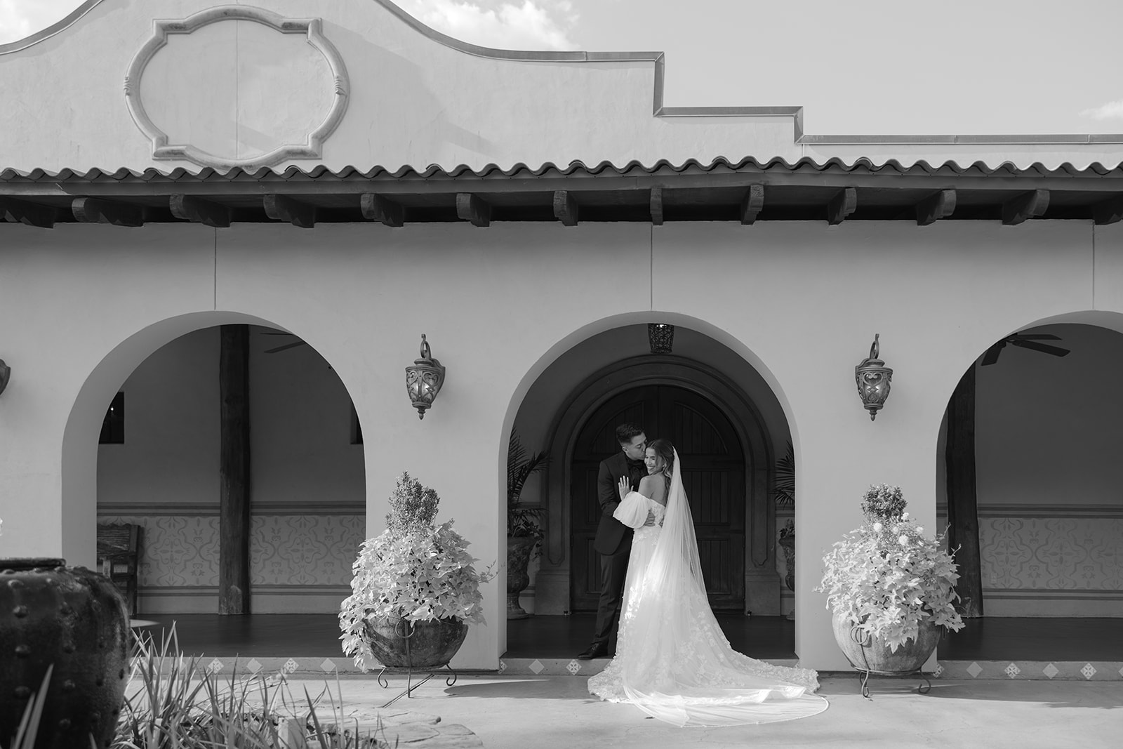 Texas Wedding Photographer Bride & Groom Portraits Madera Estate B&W