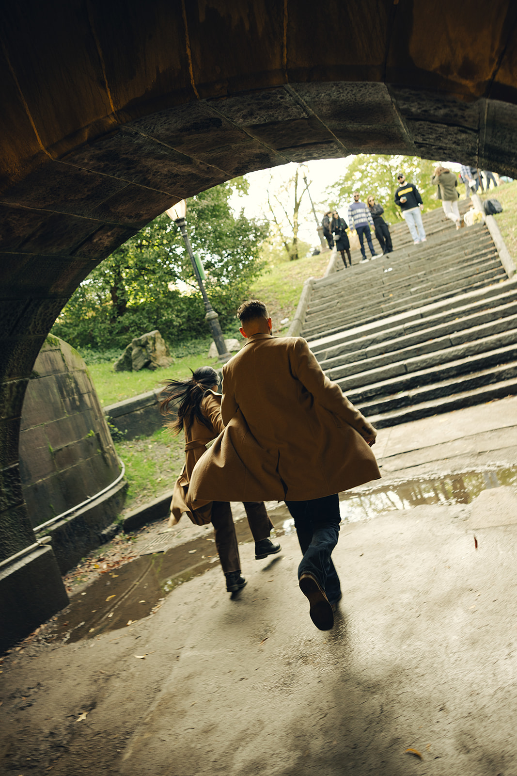 nyc central park fall couples session new york wedding photographer engagement session new york city wedding photographer running couple