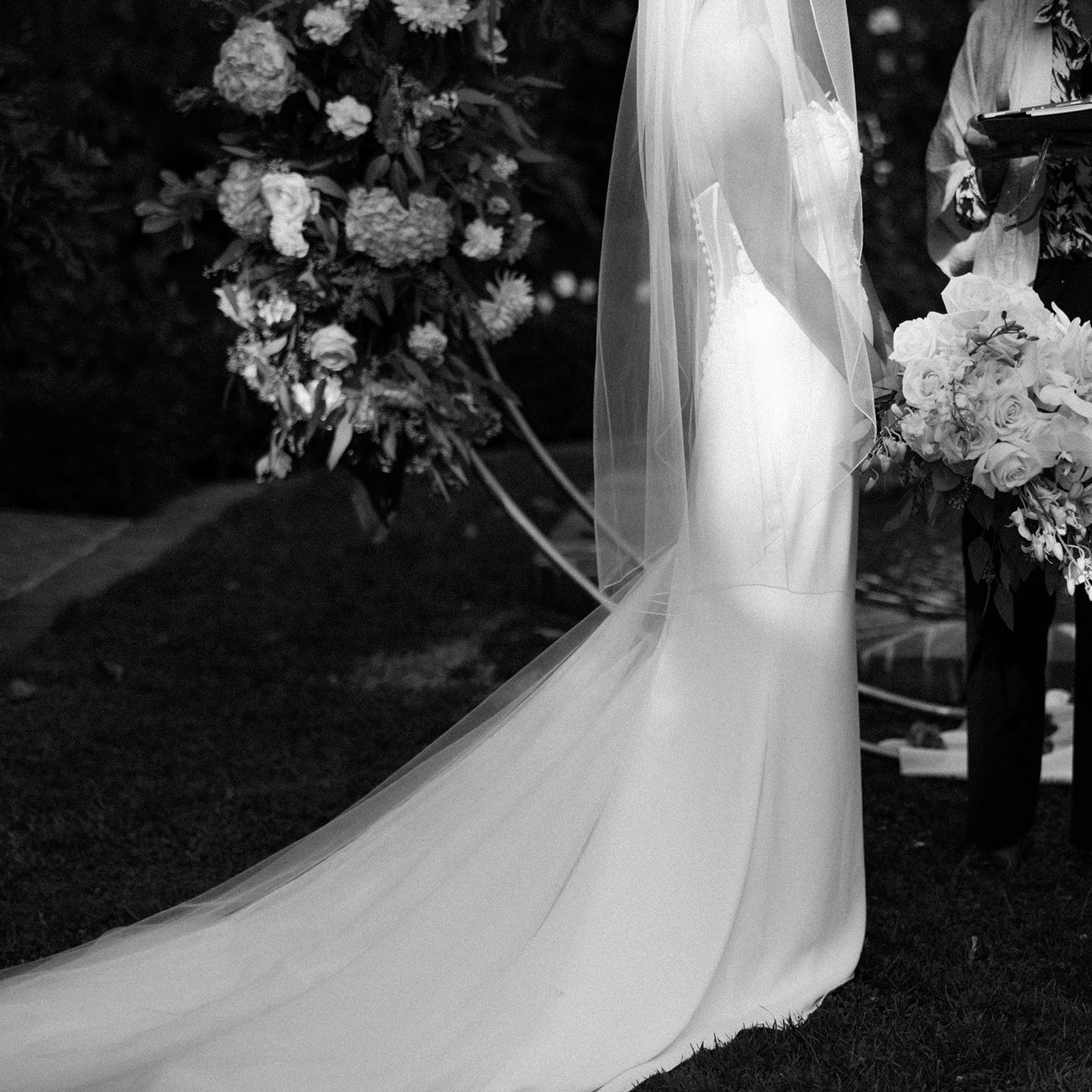 Gamble Garden Wedding Ceremony Pictures Space Palo Alto California Wedding Photographer Badgley Mischka Wedding Dress Black and White