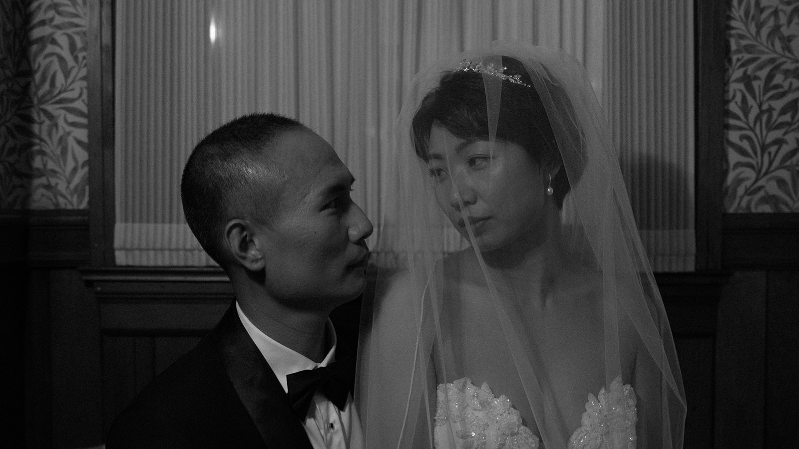 B&W Editorial Chic Newly Wed Photos Chinese Wedding Couple Portraits California Palo Alto Wedding Photographer Badgley Mischka Wedding Dress