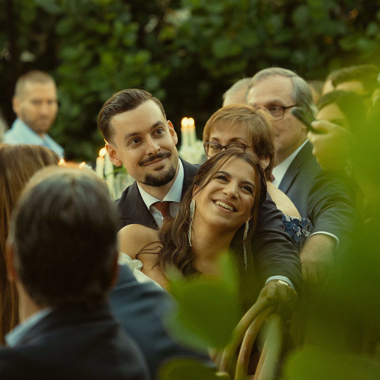 documentary emotional bride and groom dinner and speeches dreamy and elevated intimate backyard wedding by Aileen Ayala Photography 