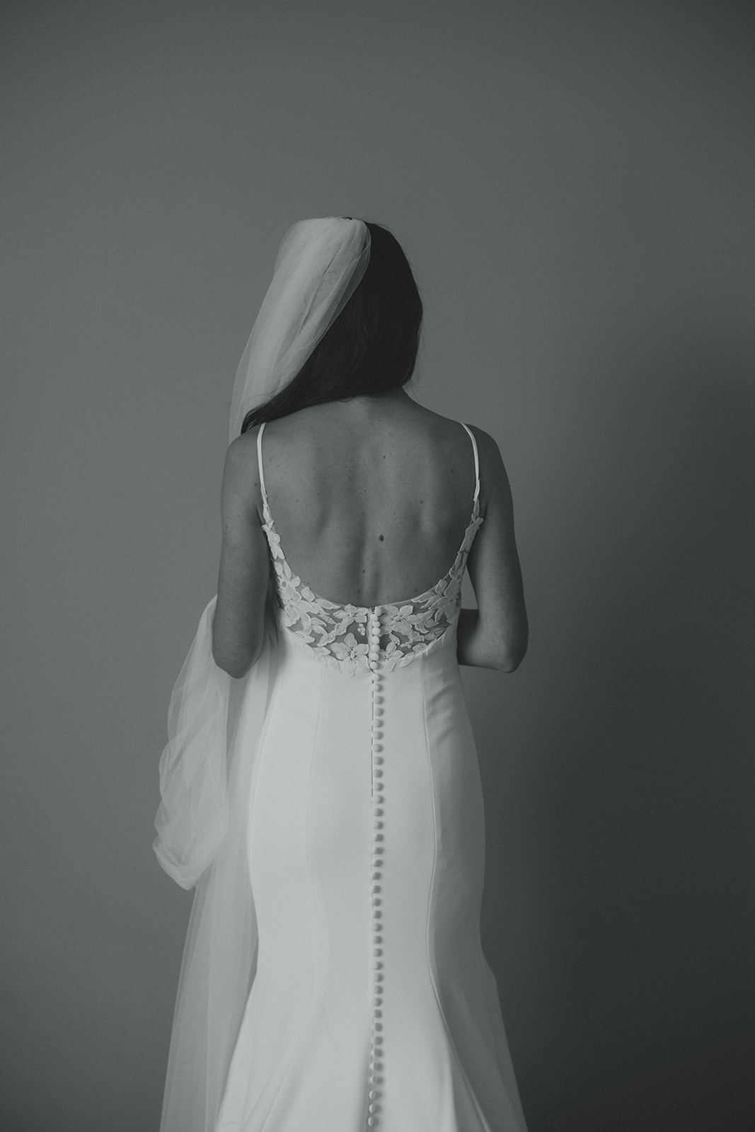 The Don CeSar Wedding Bride Getting Ready Anthropology Wedding Dress Up Close Bridal Portrait Lace Floral Back Detail Black and White