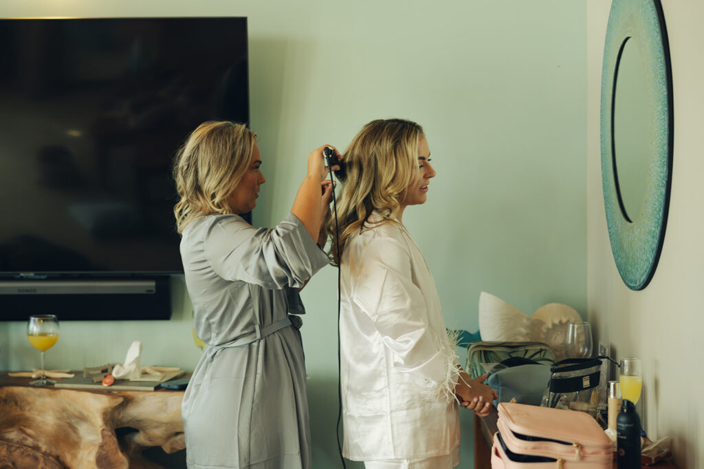 St.John The Hills Wedding Bride Getting Ready with Bridesmaids