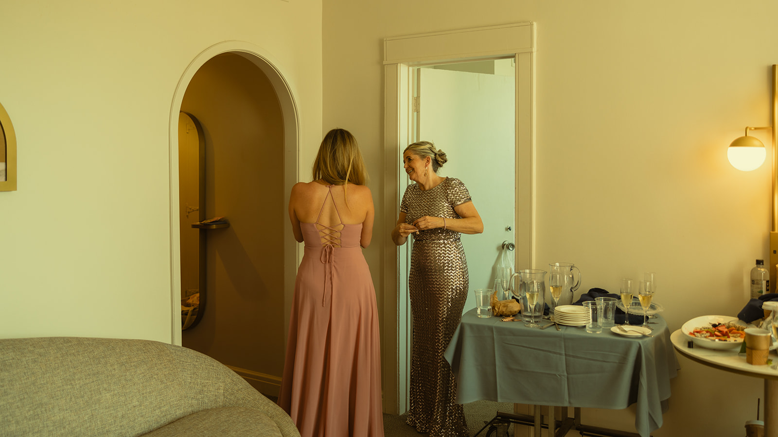 The Don CeSar Wedding Bride Getting Ready Candid of Bridesmaid and Mother of Bride