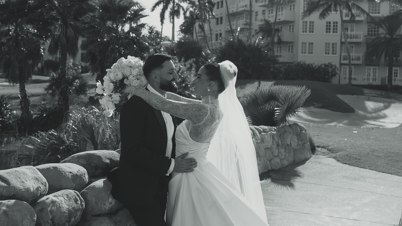 Laughing and Smiling Candid Feel Newly Wed Portraits in JW Marriott Turnberry in Miami Florida. Documentary Wedding Photographer