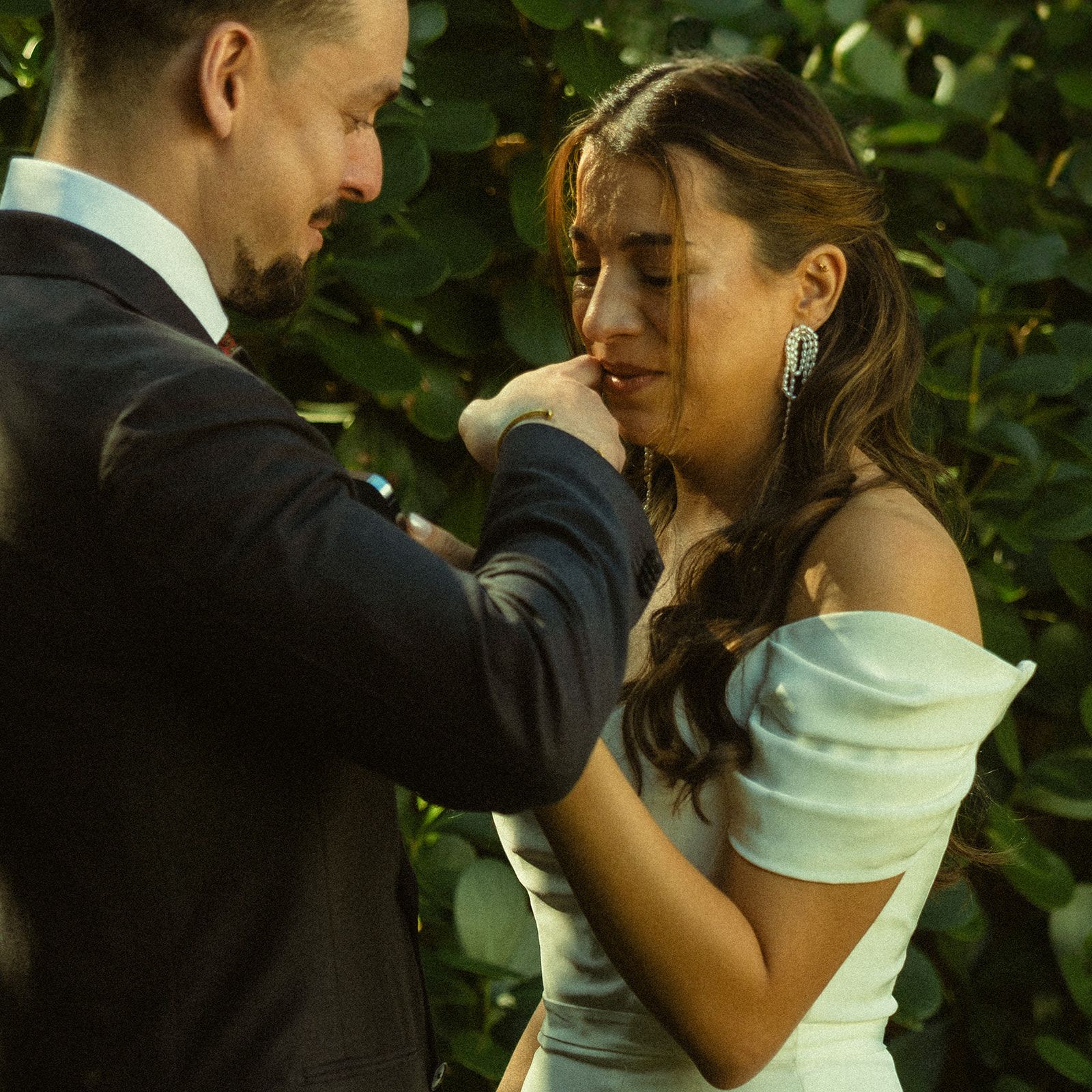 Crying Bride Vow Exchange dreamy and elevated intimate backyard wedding by Aileen Ayala Photography