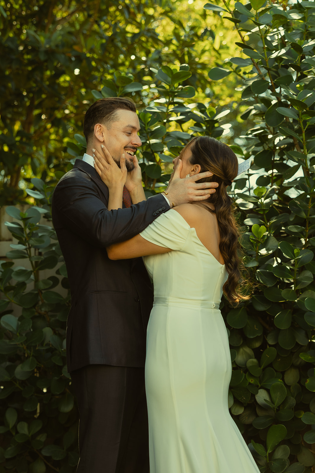 Emotional and personal Bride & Groom Vow Exchange dreamy and elevated intimate backyard wedding by Aileen Ayala Photography