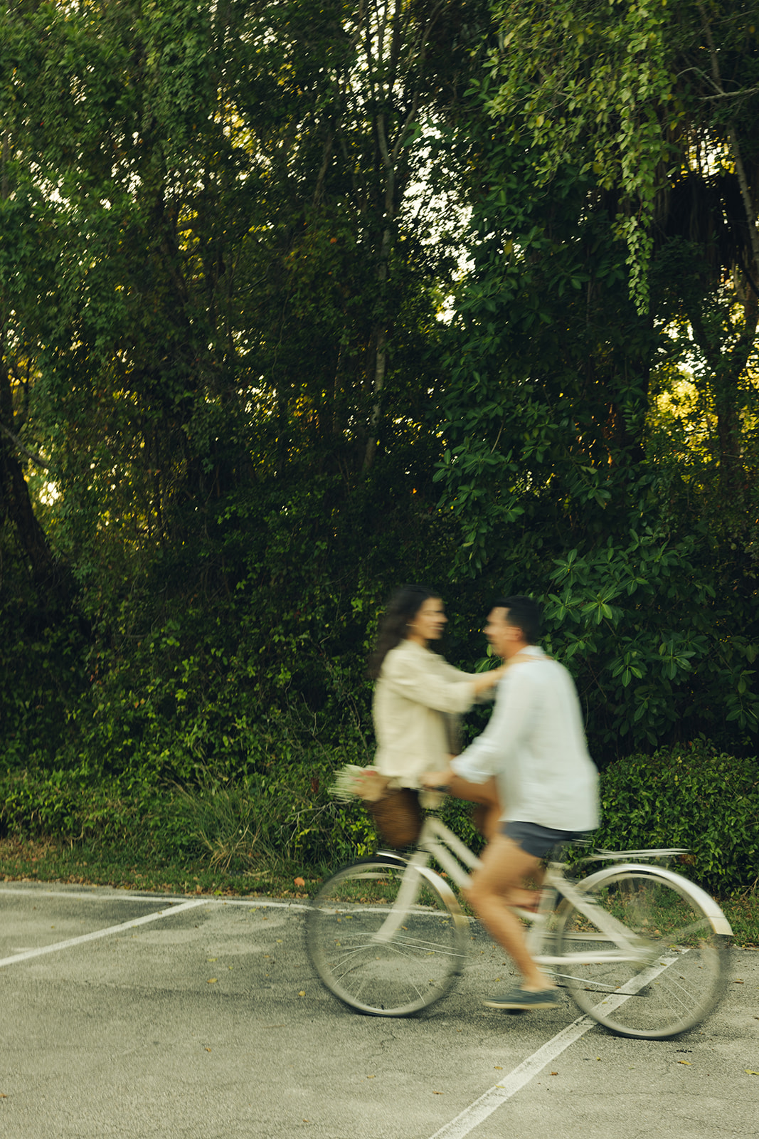 Biking Couples Engagement Session In Miami Beach Motion Blur