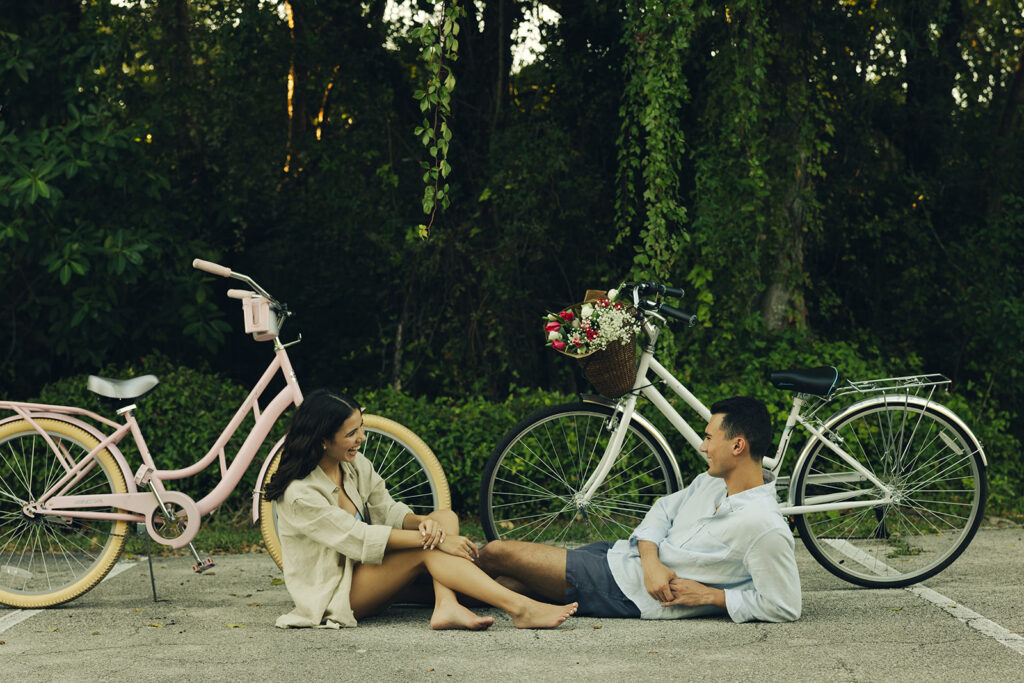 Biking Couples Engagement Session In Miami Beach