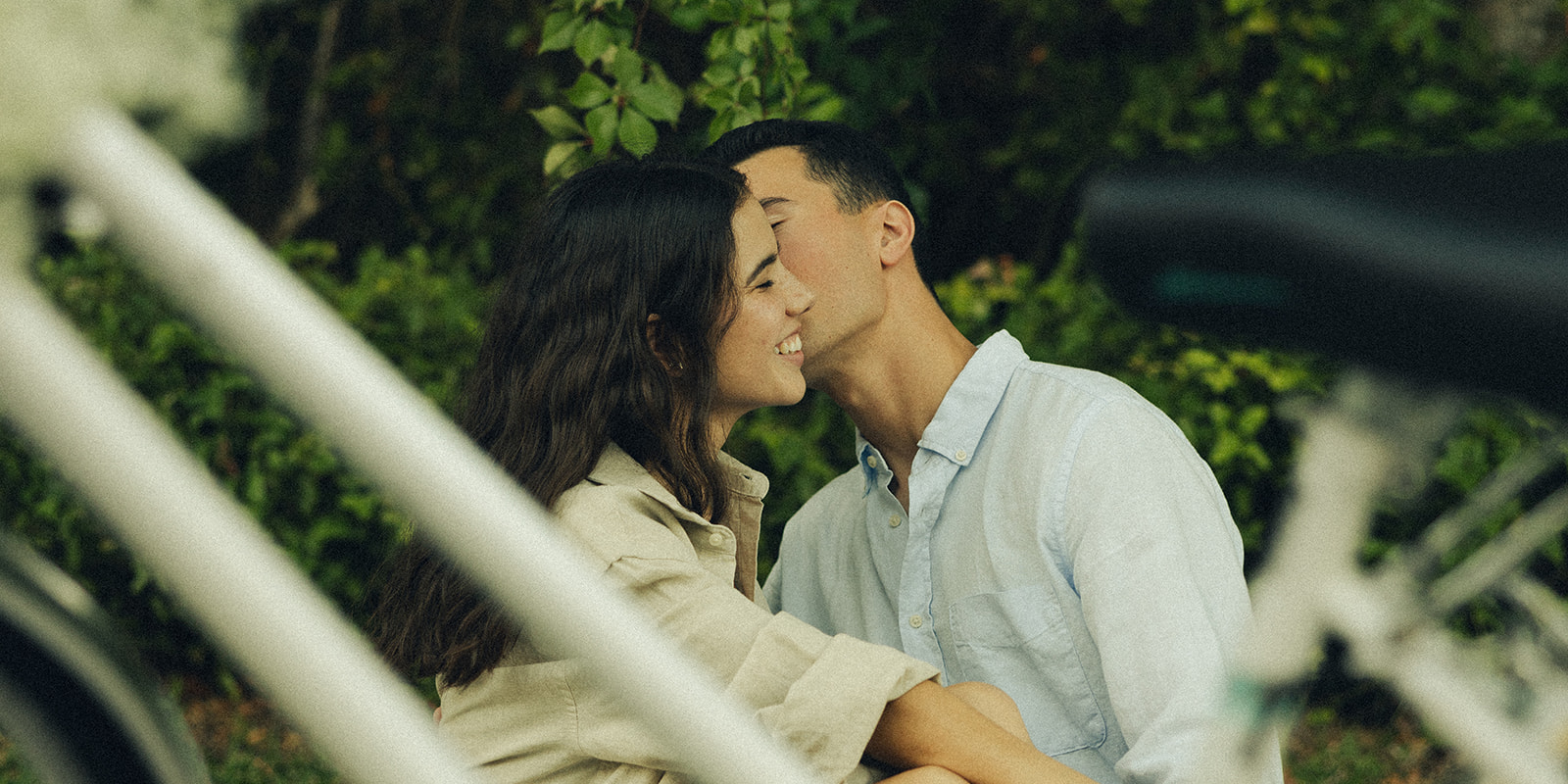 Documentary Bike Kissing Couples Engagement Session In Miami Beach