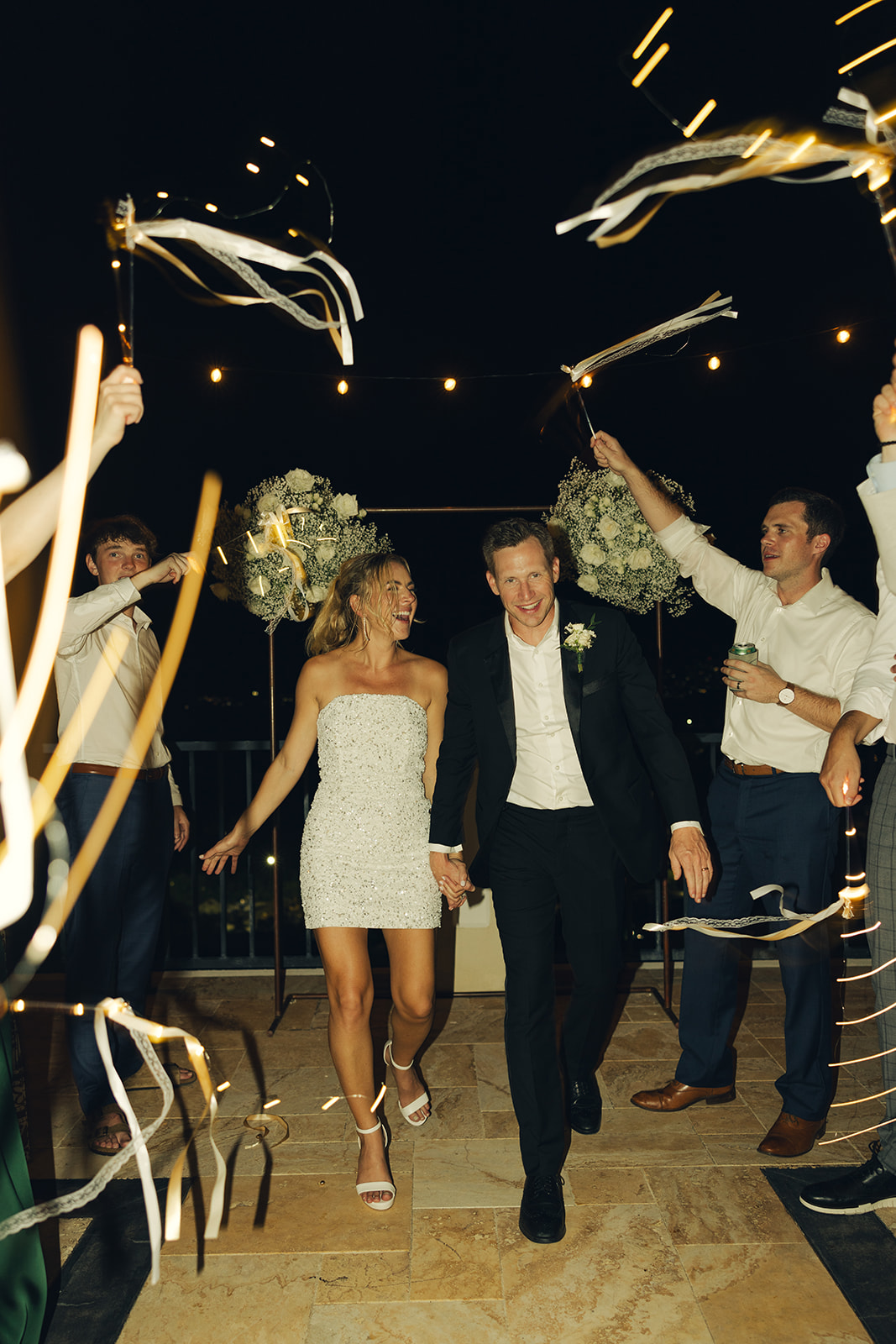 St.John USVI The Hills Unique Exit String Lights Destination Wedding Photographer