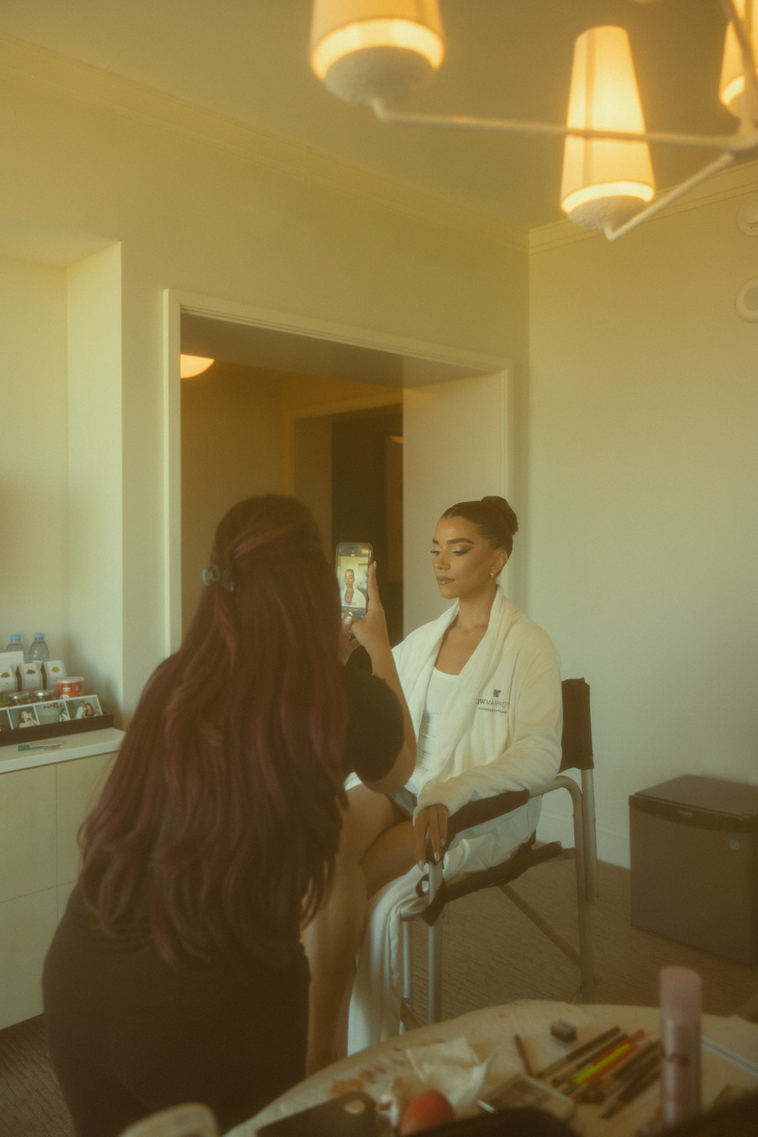 Bride Getting Bridal Make up Done in Suite for Wedding at JW Miami Turnberry Resort & Spa in Aventura, Florida