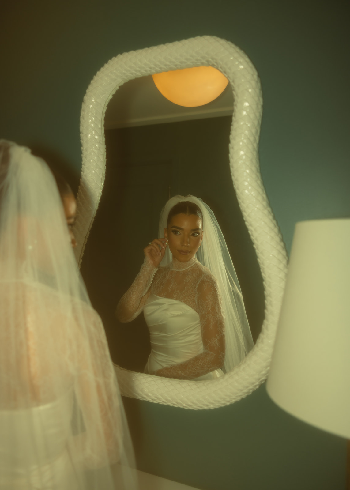 Soultry Wedding Bridal Portraits in Eclectic Mirror at the JW Turnberry Resort in Aventura Florida 