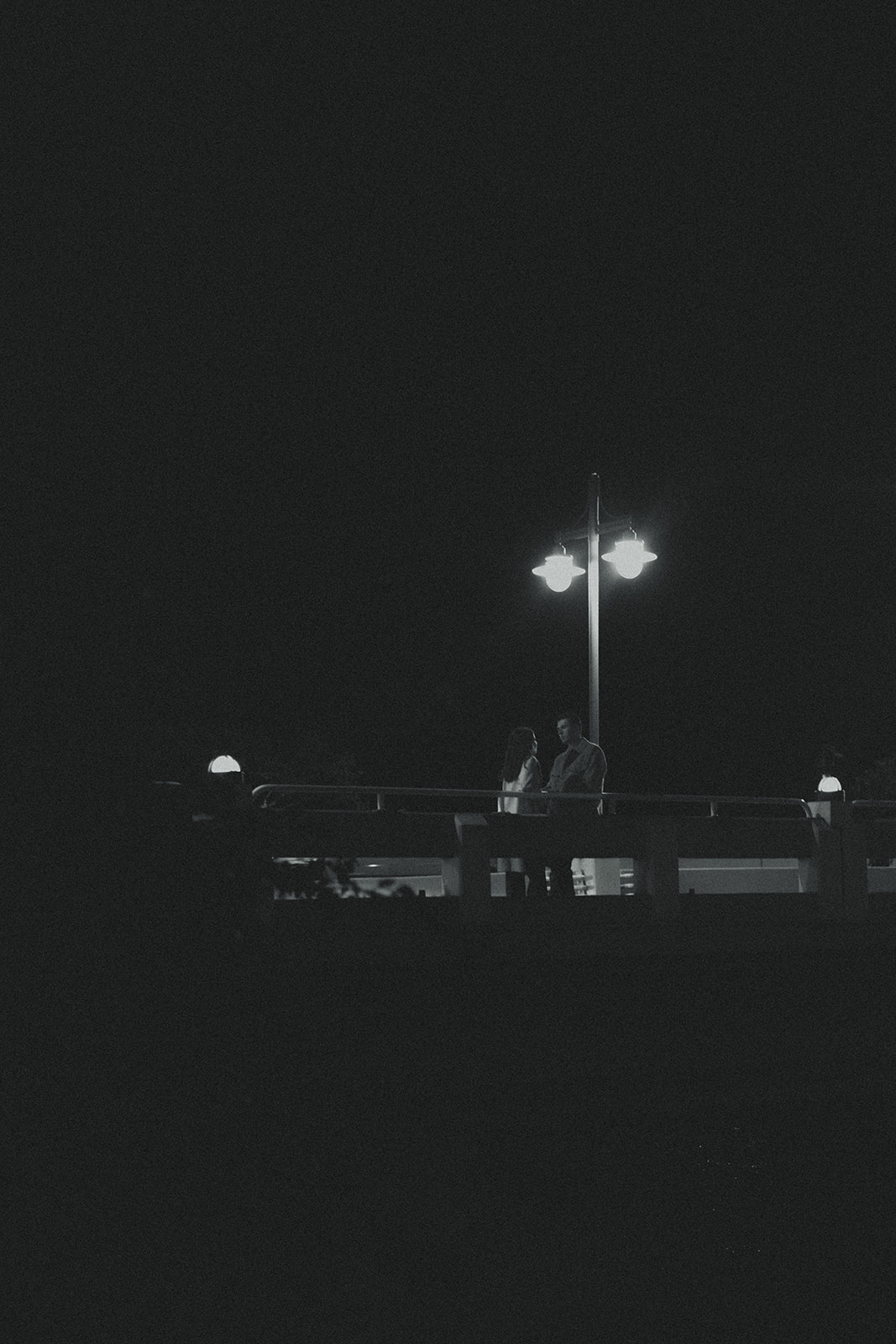 B&W Candid City Night Couples Engagement Session In Brickell Miami 