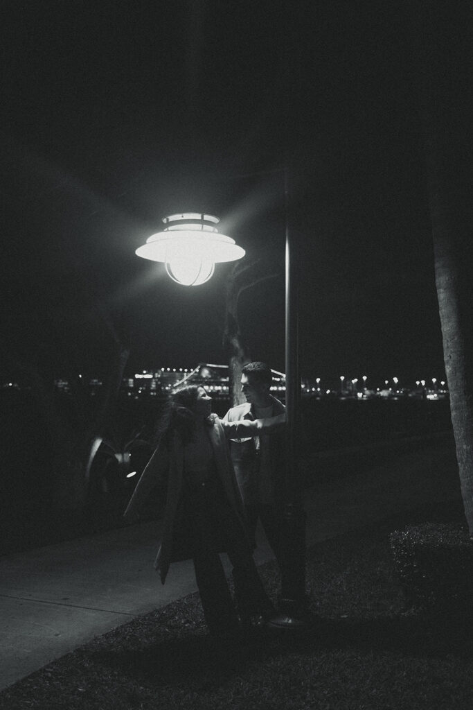 Candid Under City Lights City Night Couples Engagement Session In Brickell Miami 