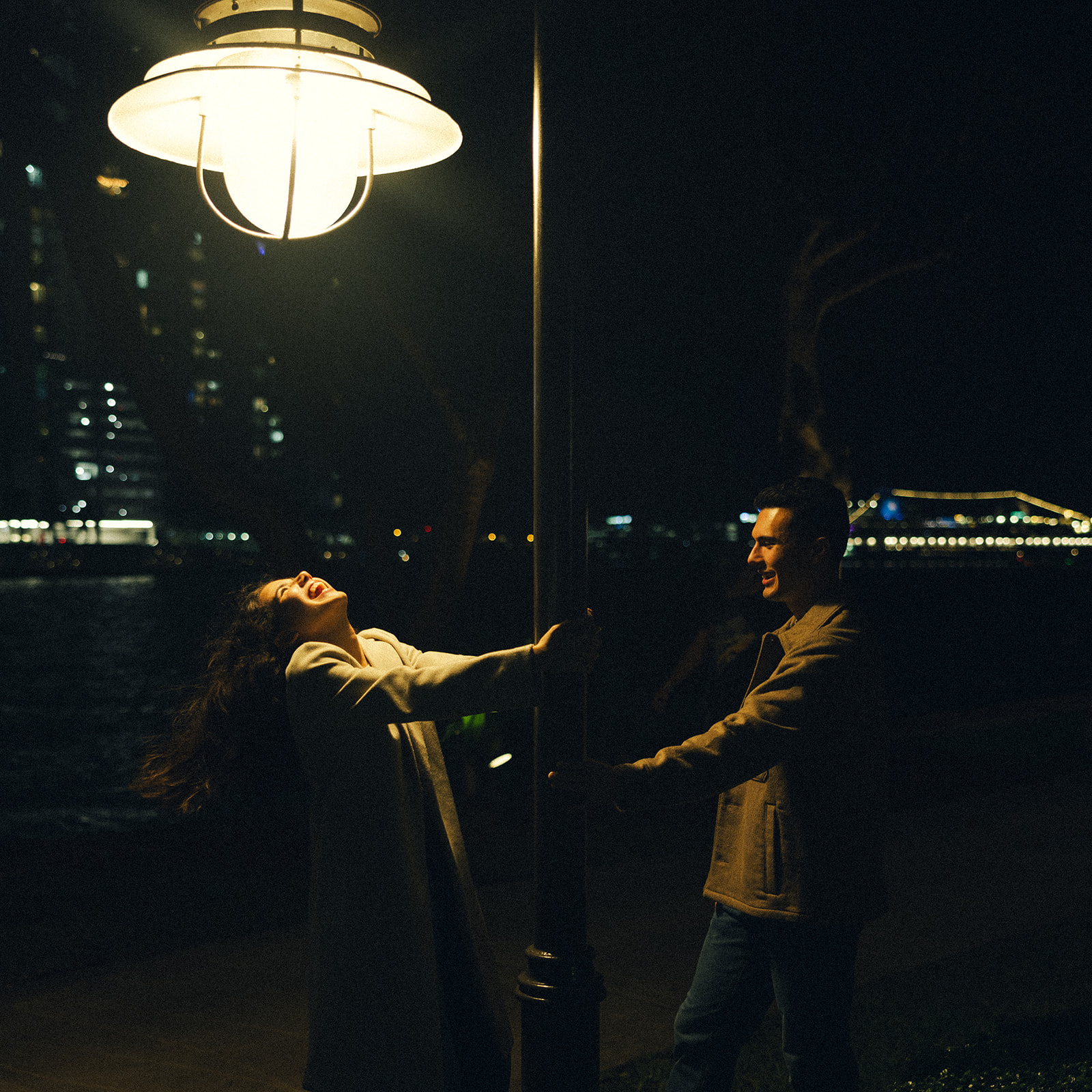 Candid Under City Lights City Night Couples Engagement Session In Brickell Miami 