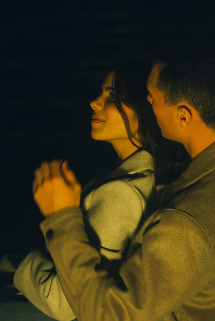 Candid City Lights at Night Couples Engagement Session In Brickell Miami 