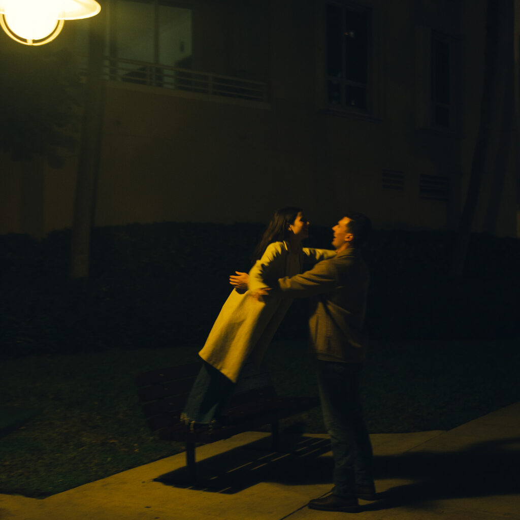 Documentary City Lights at Night Couples Engagement Session In Brickell Miami 