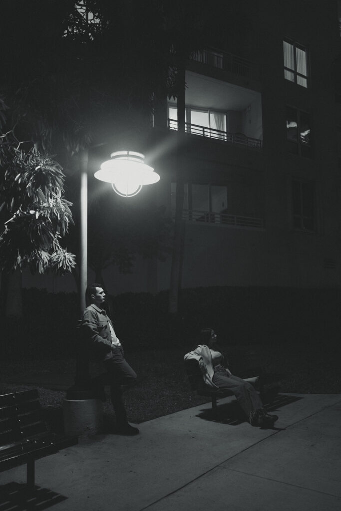 Documentary City Lights at Night Couples Engagement Session In Brickell Miami 