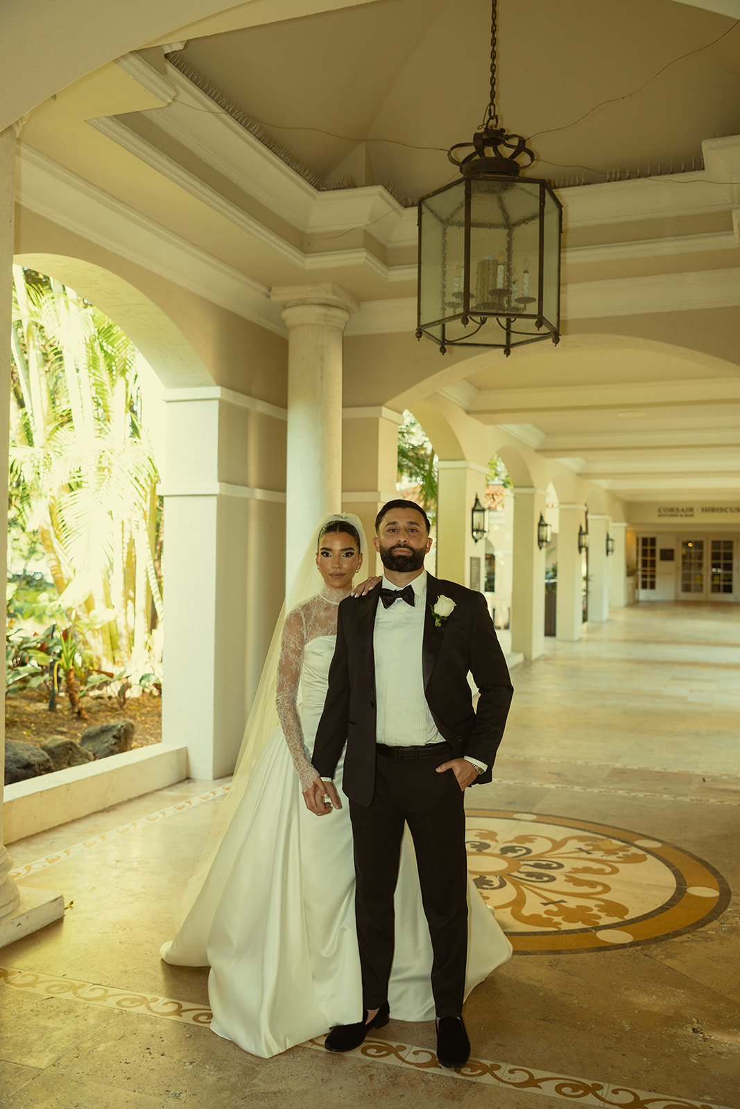 Bride and Groom Editorial Wedding Portraits. JW Marriott Turnberry in Miami Florida.