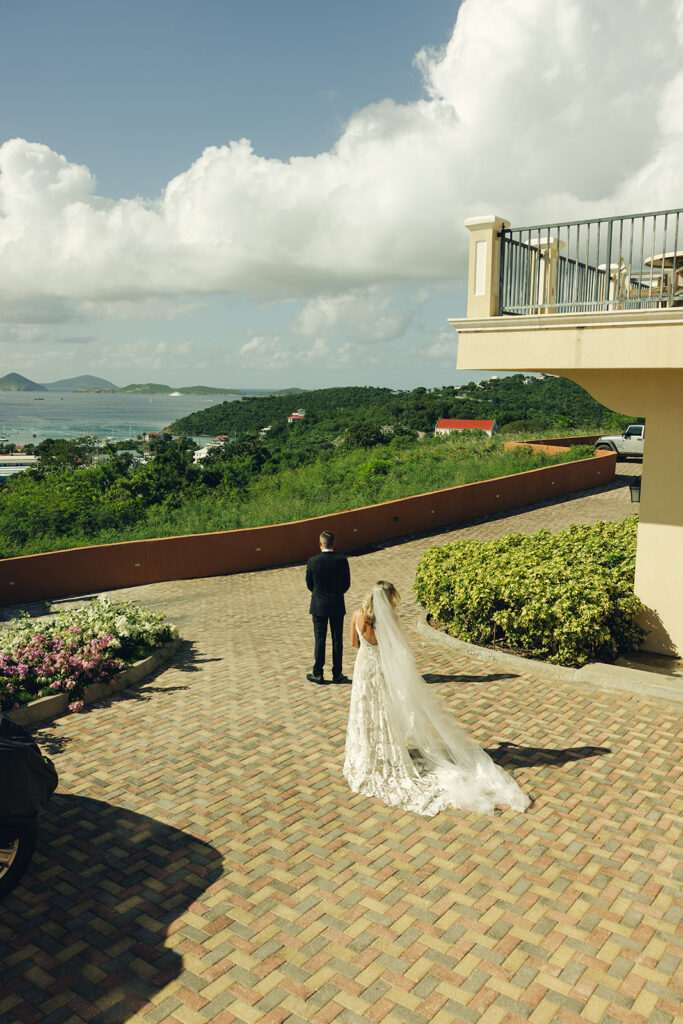 St.John USVI The Hills Groom and Bride First Look