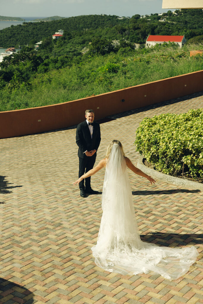 St.John USVI The Hills Groom and Bride First Look