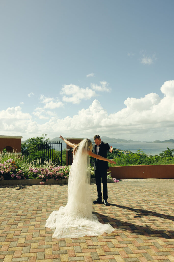 St.John USVI The Hills Groom and Bride First Look