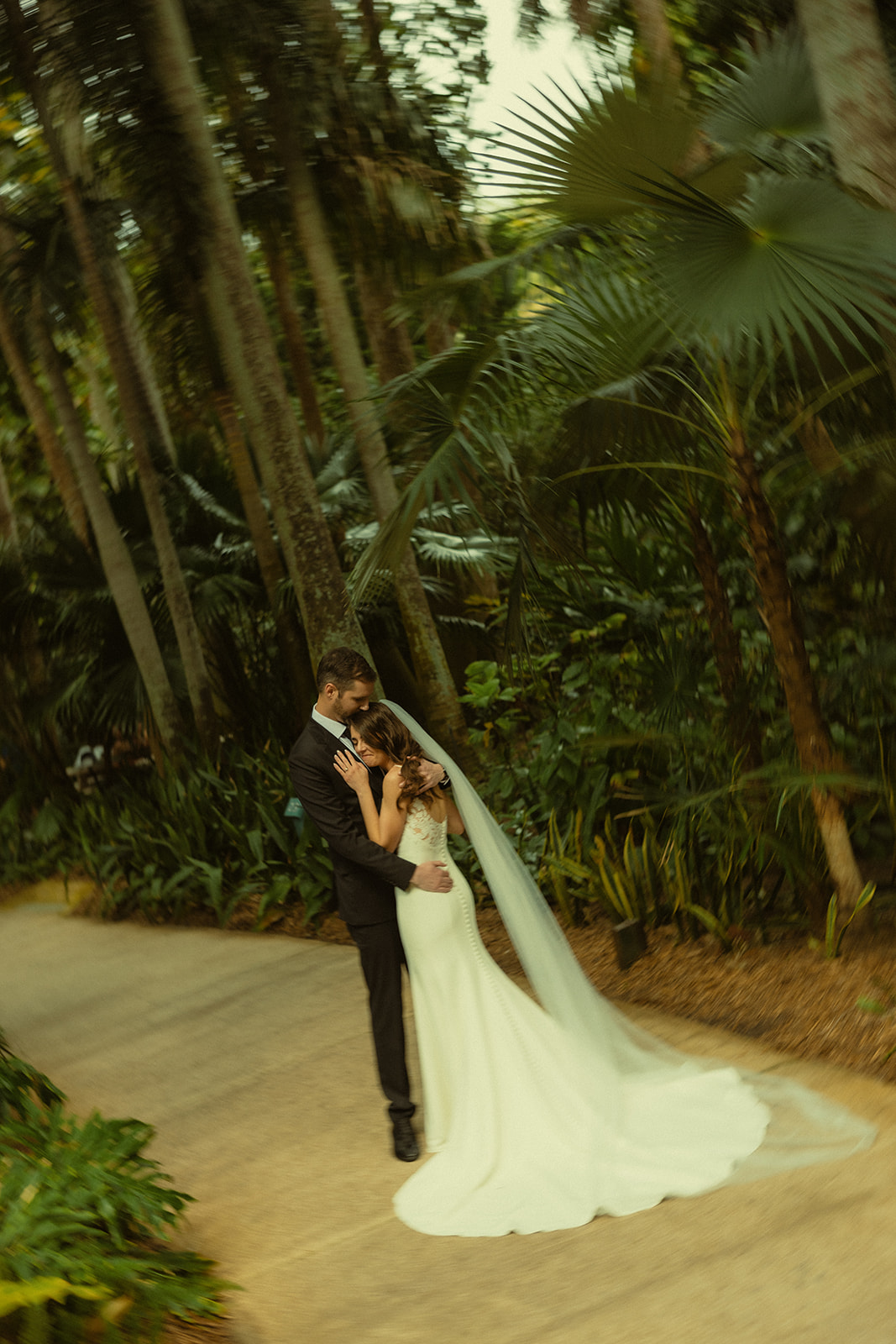 Newly Wed Portraits at Sunken Gardens in a Forest Like Setting in St.Petersburg 