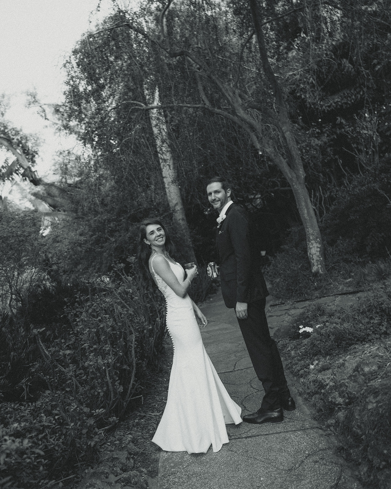 Candid Bride and Groom Portrait at Sunken Garden