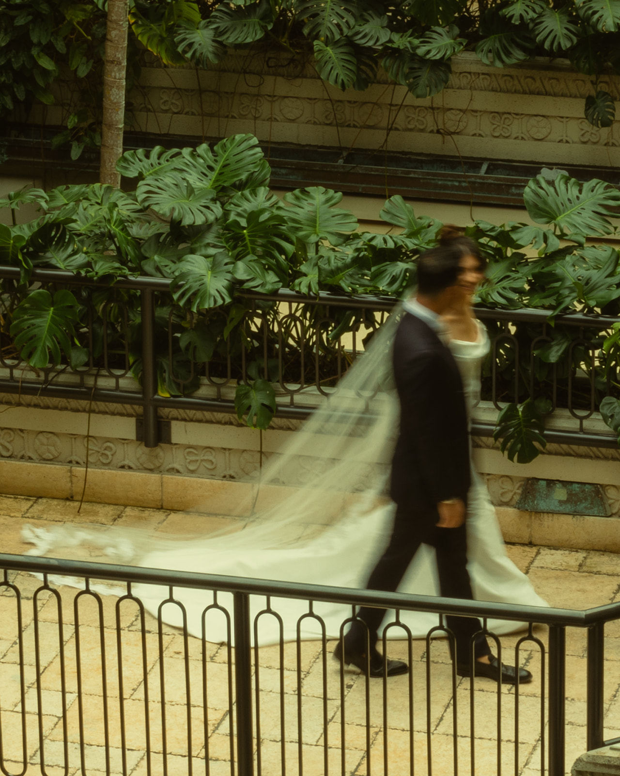 Bride & Groom Portrait Motion Blur Timeless Wedding in Mayfair Hotel & Garden