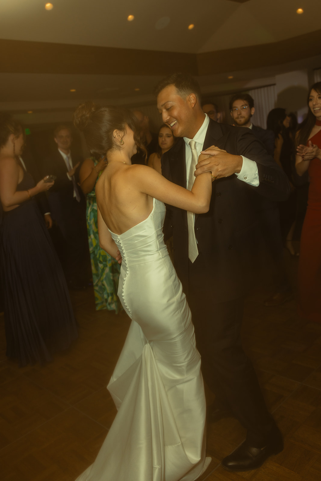 Bride and Groom Dancing Reception Timeless Wedding in Mayfair Hotel & Garden