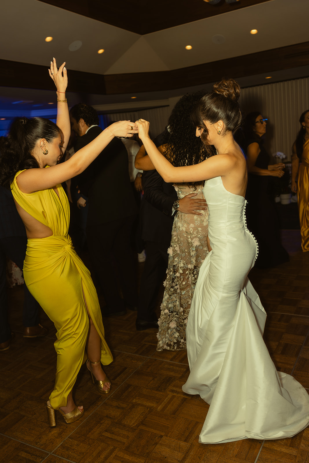 Guests and Bride Dancing Reception Candid Timeless Wedding in Mayfair Hotel & Garden