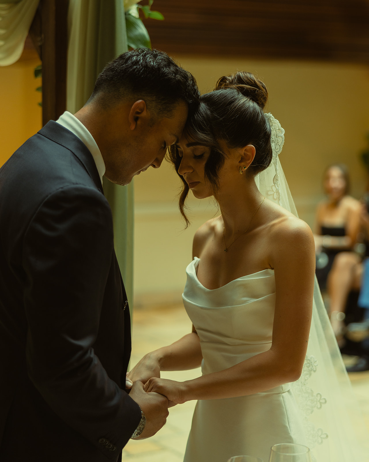 Wedding ceremony Bride and Groom Praying Timeless Wedding in Mayfair Hotel & Garden