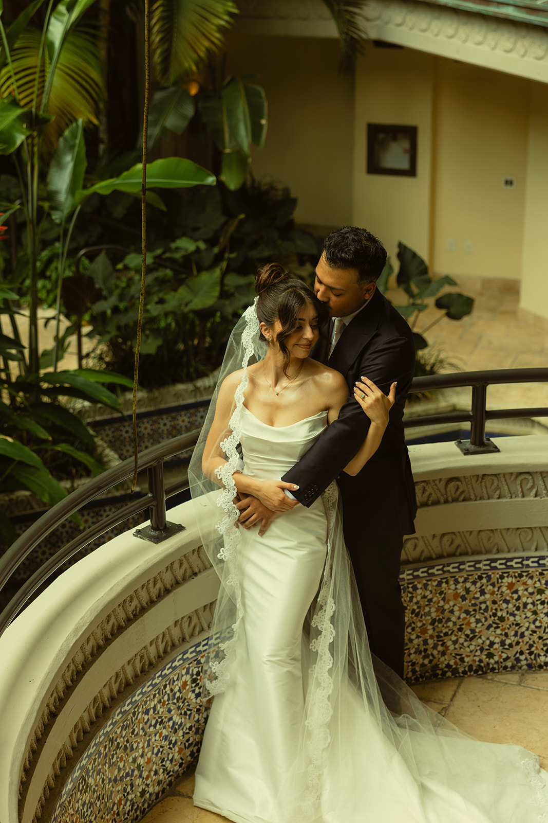 Bride & Groom Cuddling Up Wedding Portraits Timeless Wedding in Mayfair Hotel & Garden