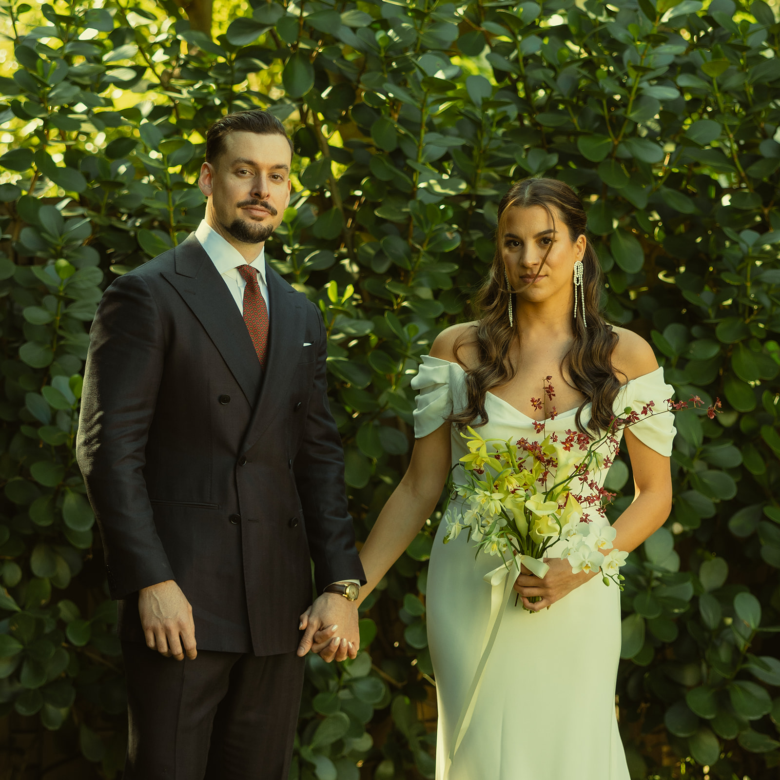 Editorial Bride & Groom couple portraits dreamy and elevated intimate backyard wedding by Aileen Ayala Photography