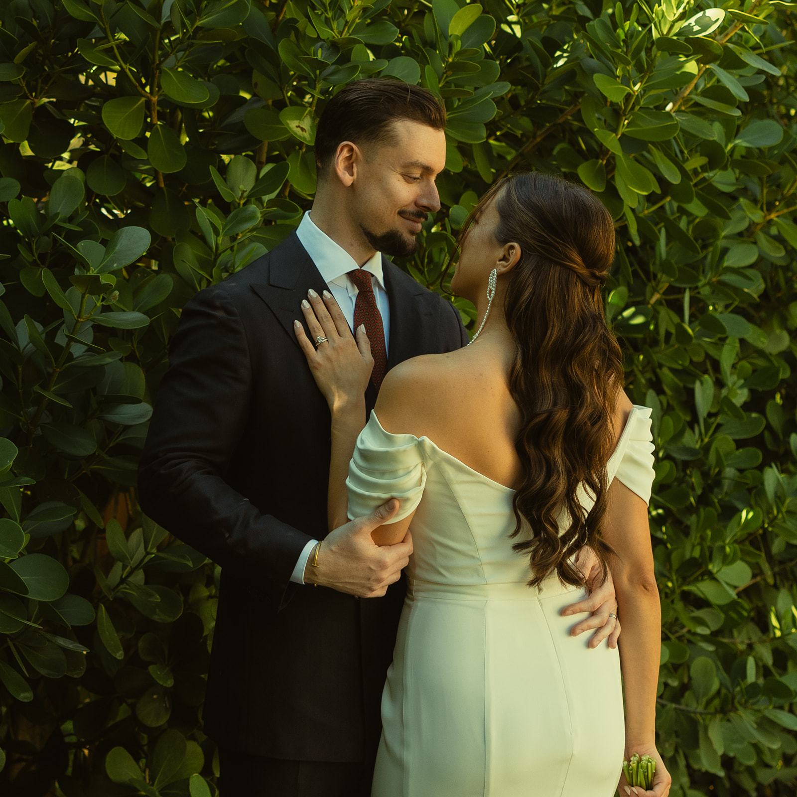 Classy Bride & Groom couple portraits dreamy and elevated intimate backyard wedding by Aileen Ayala Photography