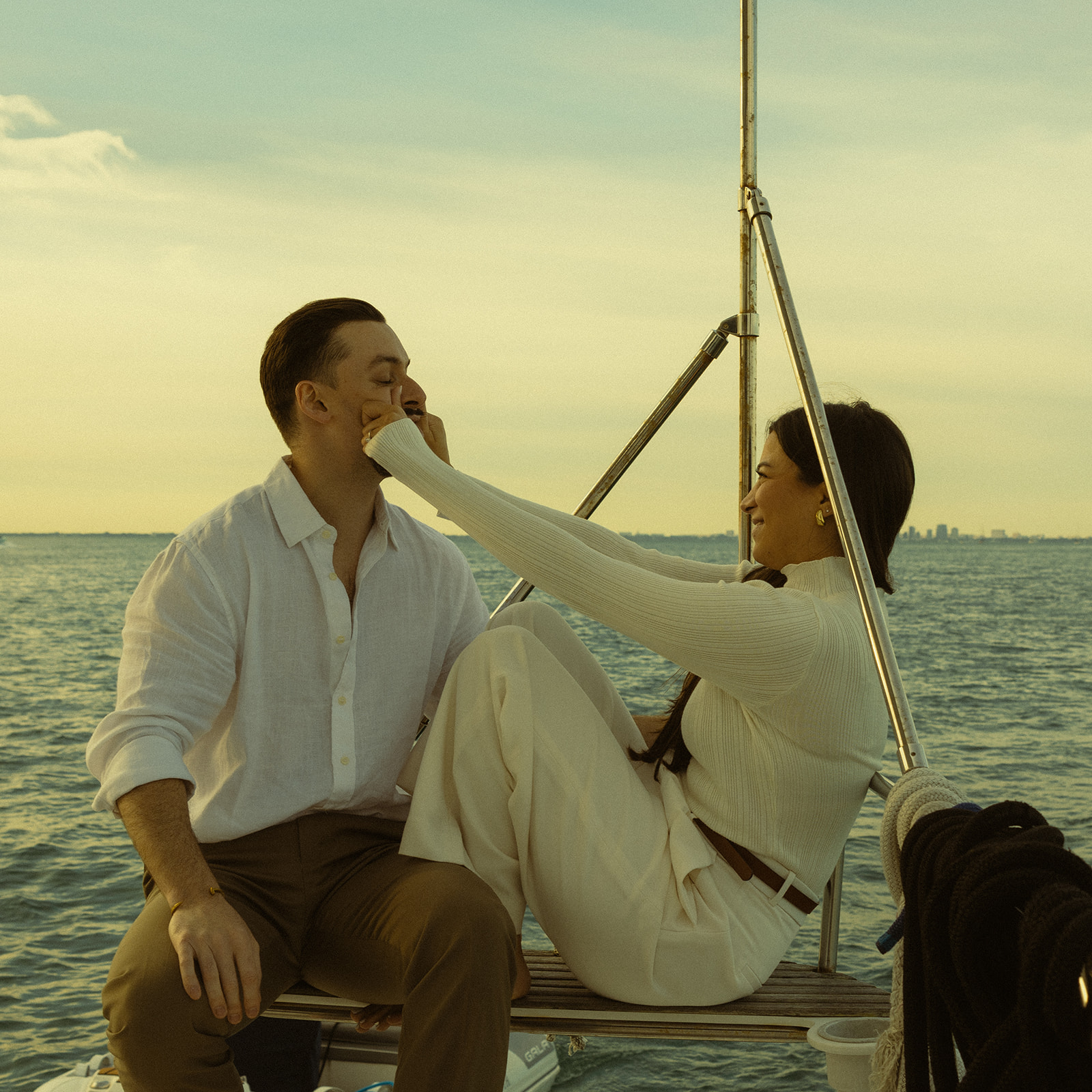 Playful Sailboat Couples Session in Miami, NYC Harbor Influence