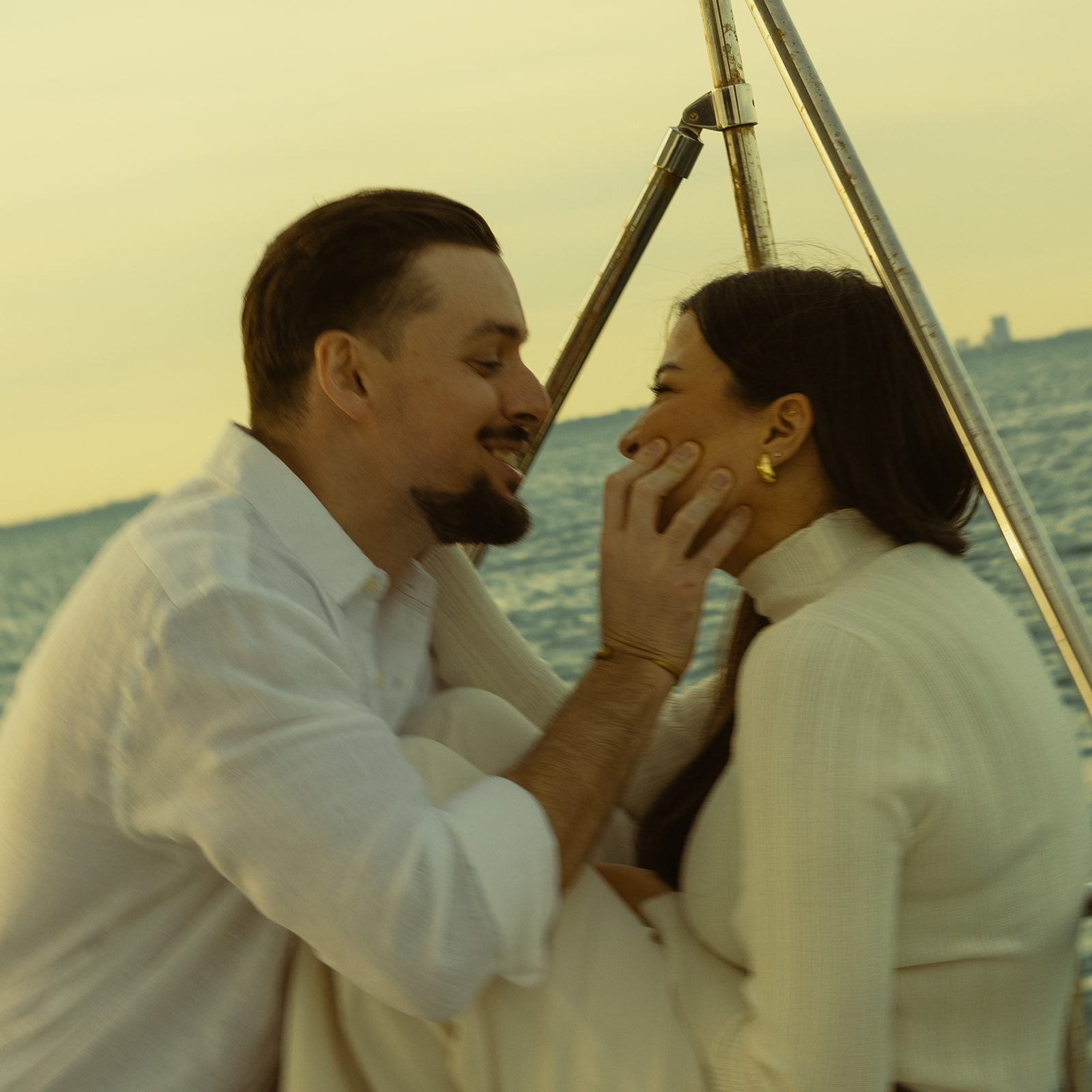 Playful Sailboat Couples Session in Miami, NYC Harbor Influence Motion Blur