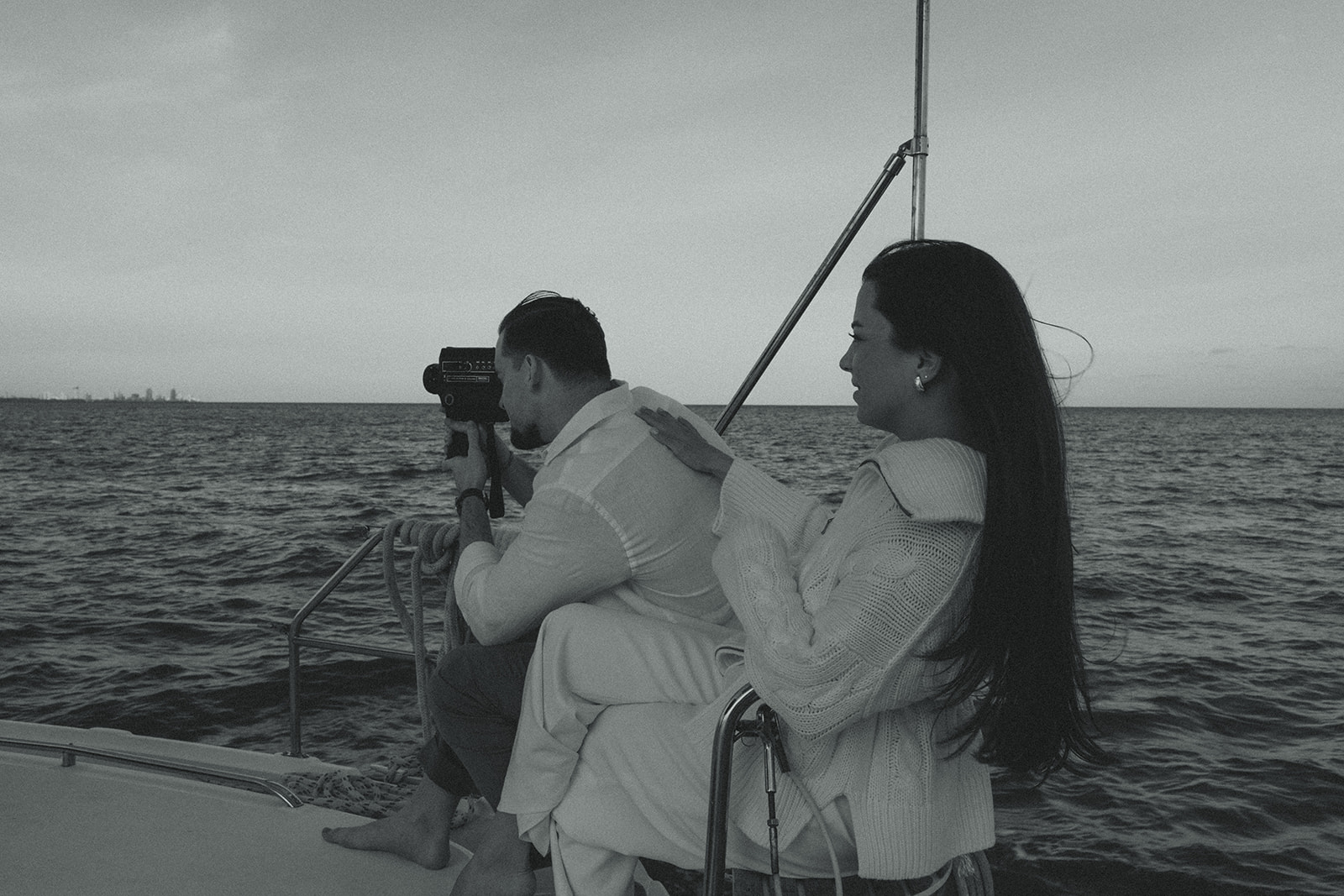 Cinematic Sailboat Couples Session in Miami, NYC Harbor Influence