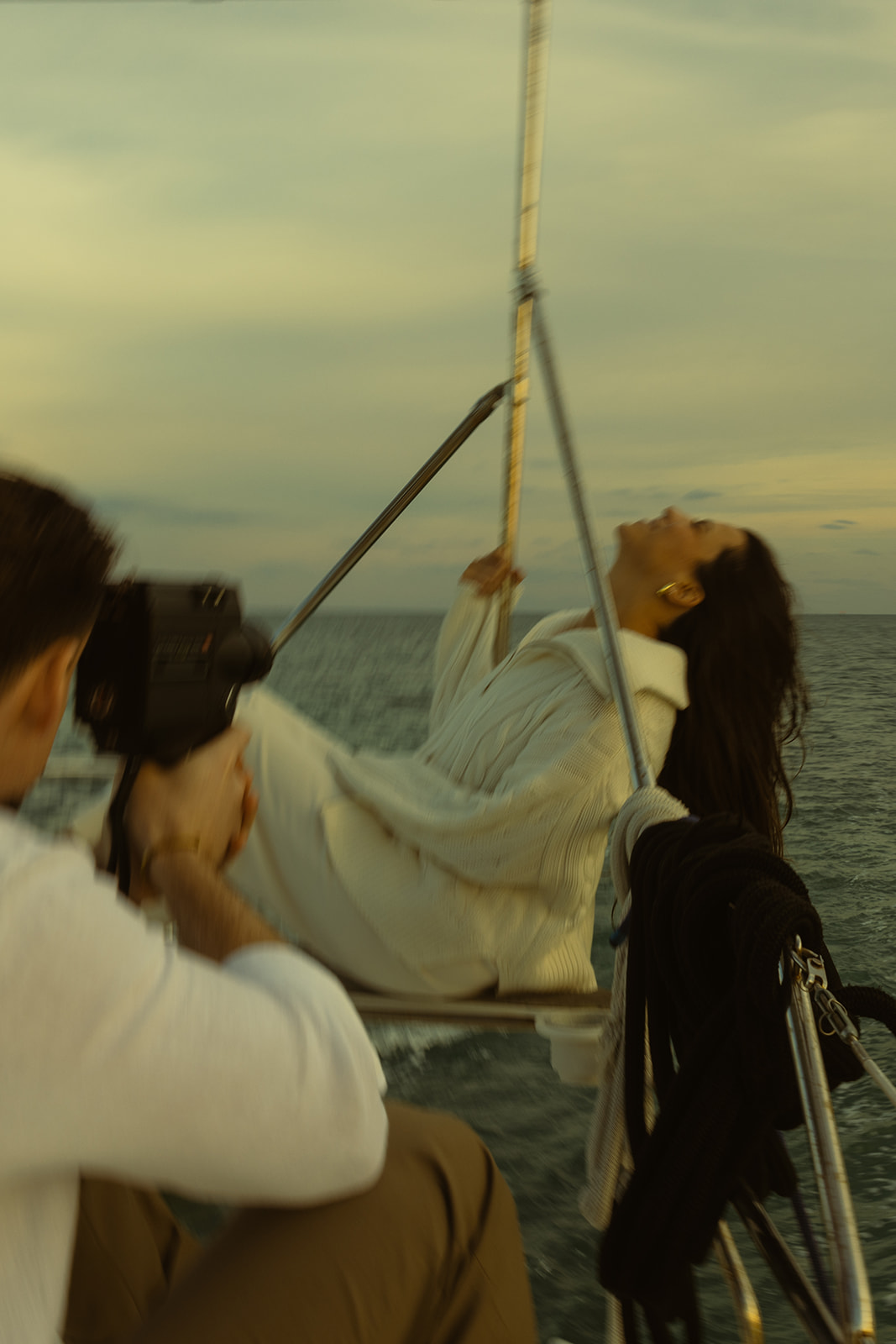 Sailboat Couples Session in Miami, NYC Harbor Influence Cinematography Motion Blur